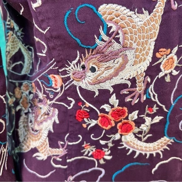 JOHNNY WAS VINTAGE PURPLE DRAGON BLAZER JACKET WITH POCKETS SIZE MEDIUM EUC - Picture 6 of 9